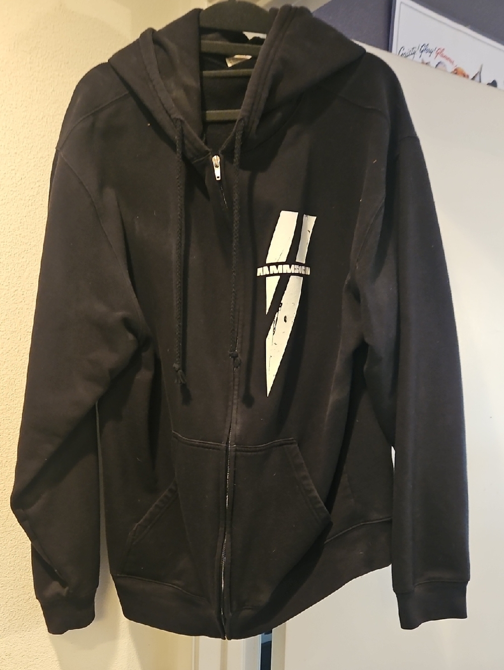 Rammstein Band Tour Black Zip-Up Hoodie Jacket with Red And White Graphic